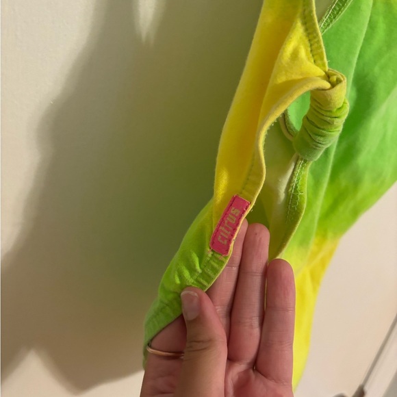 Vintage 90s Bikini One Piece Swimsuit Citrus Swim Neon Green Yellow Medium - Picture 2 of 6